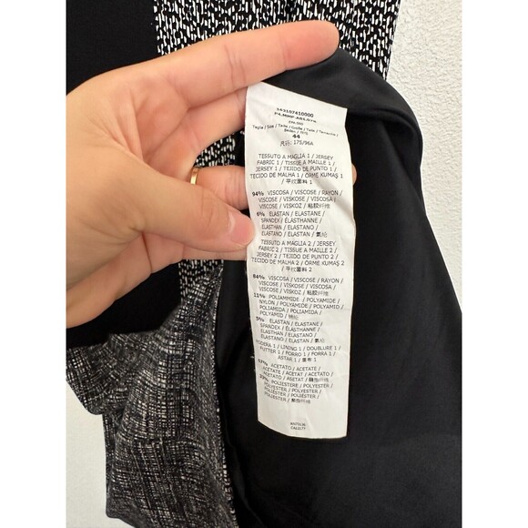 MaxMara Sheath Patchwork Dress V-Neck Workwear Black Blue Size 8 Made in Italy - Picture 6 of 9